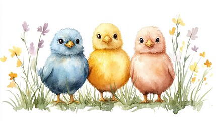 Naklejka premium easter chicken clipart isolated watercolor element illustration detailed illustration
