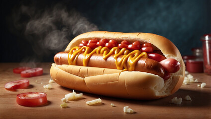 A Classic Hot Dog Ready to Delight Your Taste Buds with Its Juicy Flavor