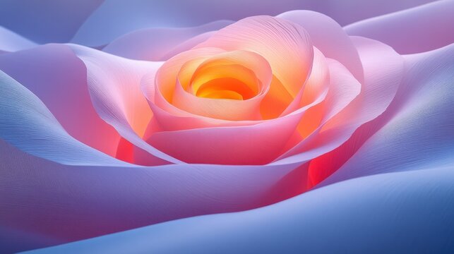 Soft, glowing rose in pastel hues