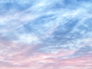 Obraz premium Serene Sky at Dusk with Soft Pastel Colors and Fluffy Clouds