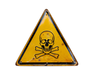 danger sign with skull and cross bones isolated on white background PNG.AI GENERATED