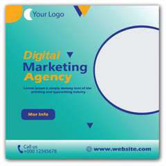 Fototapeta premium Digital marketing corporate social media and agency banner or Instagram post template