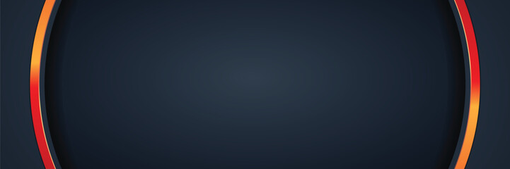 Dark background abstract design with orange curved lines, website banner