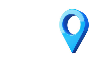 Blue location pin showing a specific place on transparent background