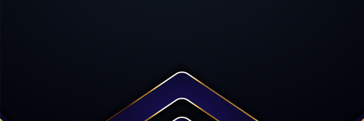 Fototapeta premium Dark background, navy blue gold arrow design, presentation template