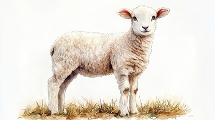 Fototapeta premium easter lamb clipart watercolor illustration detailed illustration