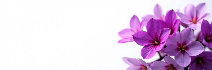 Obraz premium Cluster of vibrant purple flowers, stark white backdrop , white backdrop, bunch