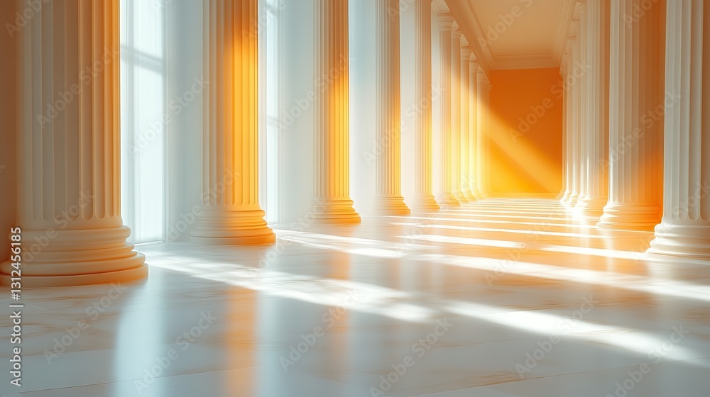 Wall mural empty corridor with light from the window heavenly spaces