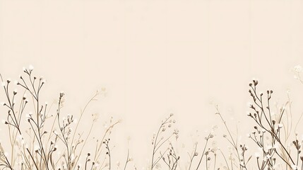 Delicate winter plants against a soft beige background. Minimalist nature scene