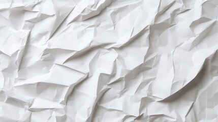 Obraz premium White Crumpled Paper Texture Abstract Background, Monochrome, Close-up, Full Frame, Wrinkled, Creased Texture, Background