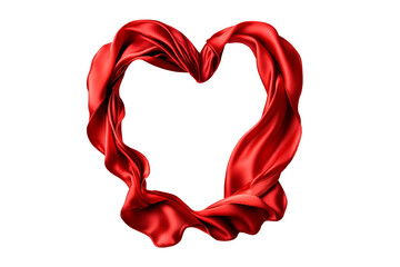 Red ribbon in heart shape isolated on transparent background