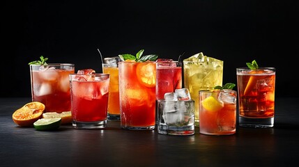 Fototapeta premium Delicious cocktails on a dark table