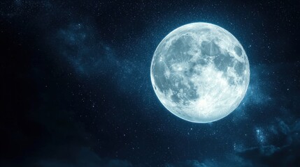 A bright full moon in full glory in the night sky