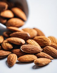Fresh Almonds Displayed on an Isolated White Background