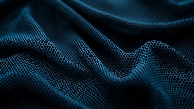 Dynamic texture of blue mesh fabric with waves and patterns