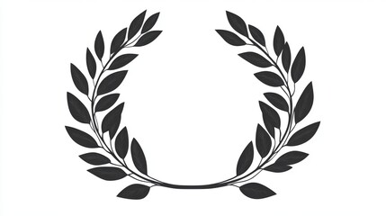 Elegant black laurel wreath symbolizing achievement and victory, ideal for award ceremonies and design elements