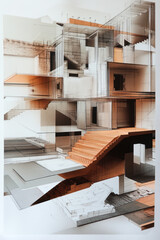 3d rendering of the the luxury mansion brutalism space style in courtyard design perspective 3d rendering