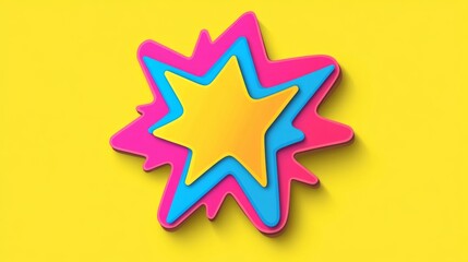 Obraz premium Colorful abstract geometric star on vibrant yellow background for creative design