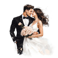 bride and groom kissing