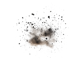 flying debris with dust