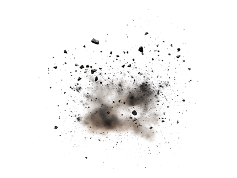 flying debris with dust