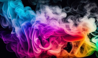 Obraz premium Colorful smoke wallpaper, smoke background, smoke effects texture background. Abstract colorful ink and smoke waves. Black, grey, red, blue, yellow, pink, purple, orange color waves template.