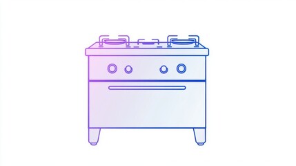 Two-burner gas stove with oven, stainless steel, kitchen appliance, cooking equipment.
