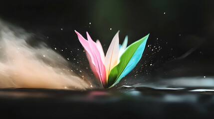 Colorful leaves create a striking and artistic visual composition