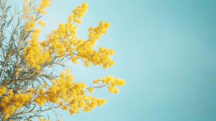 Bright Goldenrod Flowers on Light Background