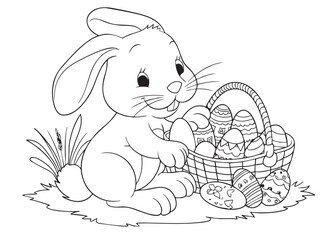 Coloring page.  Cute bunny
