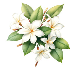 Fototapeta premium Detailed Botanical Illustration of White Jasmine Flowers the AI Image Generator,