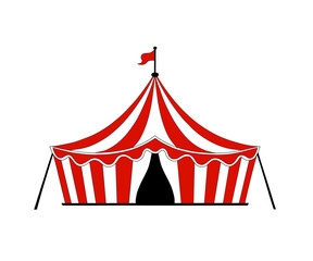 Illustration of a red and white circus tent