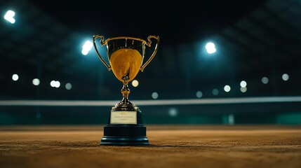 Night Tennis Court Trophy Golden Success