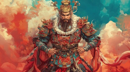 Fototapeta premium A fantastic illustration of ancient Chinese themes, digital painting
