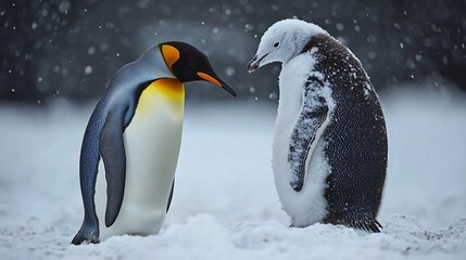 King Penguin Beside Snowy Habitat
