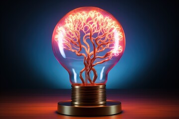 Light bulb on a wooden table