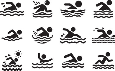 Obraz premium Minimalist Vector Clipart of Aquatic Movements
