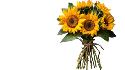 Obraz premium Bouquet of sunflowers blooming with transparent background
