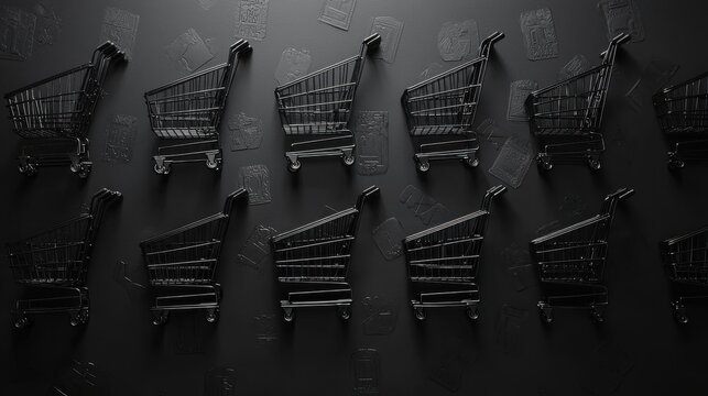 Shopping Carts on Dark Background