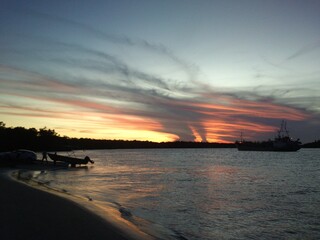 Beach at sunset in French Guiana