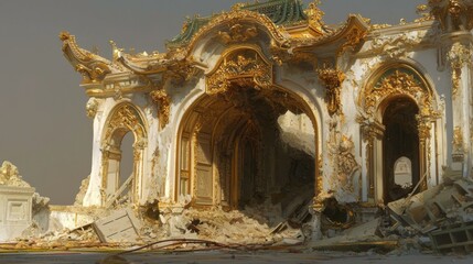 Obraz premium Stunning Architectural Ruins of an Ornate Historical Building