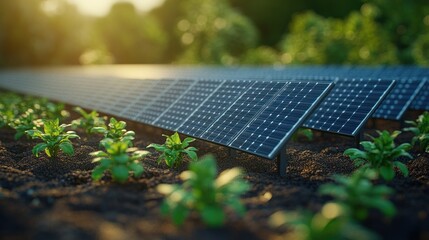 Fototapeta premium Sustainable agriculture with solar panels