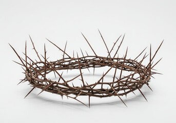 Crown of Thorns - A detailed of a crown of thorns, symbolic of sacrifice and suffering. Brown thorns are intricately woven into a circular shape