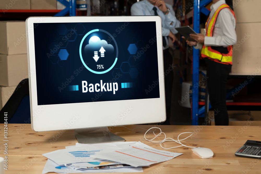 Poster backup storage data internet technology business concept. database storage cloud technology file dat