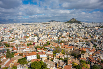 Panoramic view of Athens from Acropolis, Greece. Athens Cityscape, Plaka and Skyline in Greece, Europe