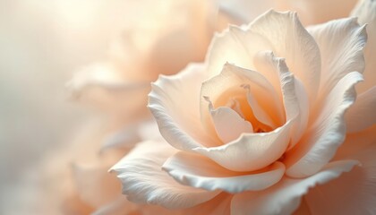 Delicate close-up of beige rose petals arrangement. Pastel hues evoke calm beauty. Aesthetic minimalism embodying gentle floral design. Trendy calming optical pattern ideal for chic decor wallpaper.