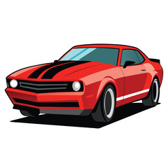 Obraz premium A shiny red sport automobile, isolated, conveys fast luxury transport design