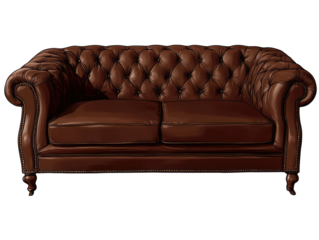 Luxurious 17th Century Inspired Brown Leather Sofa with Elegant Tufting and Classic Design Elements