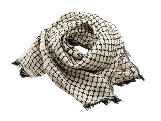 Obraz premium Elegant Black-Stitched Keffiyeh Scarf on a Transparent background Perfect for Cultural Attire and Fashion Accessories
