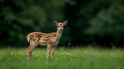 Fawn in a Lush Green Meadow